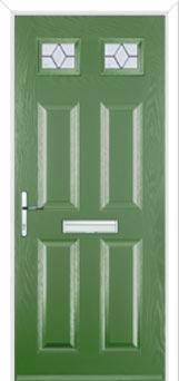 4 Panel 2 Square Classic Composite Front Door in Fern Green