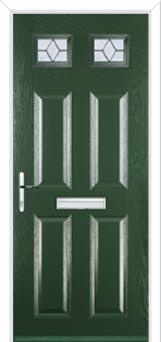 4 Panel 2 Square Classic Composite Front Door in Green
