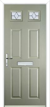 4 Panel 2 Square Classic Composite Front Door in Pebble Grey