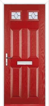 4 Panel 2 Square Classic Composite Front Door in Red