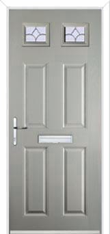 4 Panel 2 Square Zinc/Brass Art Clarity Composite Front Door in Agate Grey
