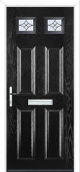 4 Panel 2 Square Elegance Composite Front Door in Black
