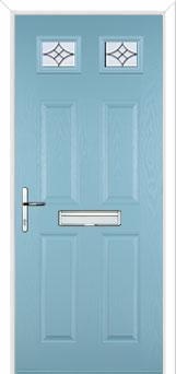 4 Panel 2 Square Elegance Composite Front Door in Duck Egg Blue