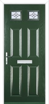 4 Panel 2 Square Elegance Composite Front Door in Green