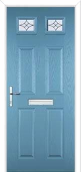 4 Panel 2 Square Elegance Composite Front Door in Pastel Blue