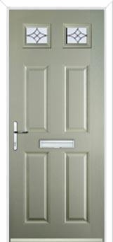 4 Panel 2 Square Elegance Composite Front Door in Pebble Grey