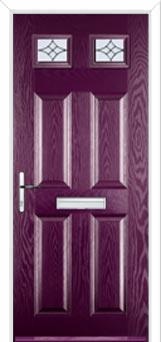 4 Panel 2 Square Elegance Composite Front Door in Purple Violet