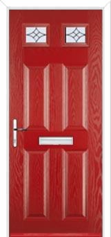 4 Panel 2 Square Elegance Composite Front Door in Red