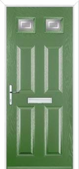 4 Panel 2 Square Enfield Composite Front Door in Fern Green