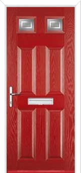 4 Panel 2 Square Enfield Composite Front Door in Red
