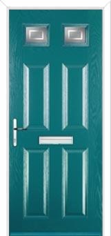 4 Panel 2 Square Enfield Composite Front Door in Turquoise Blue