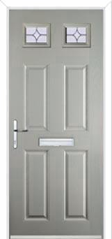 4 Panel 2 Square Flair Composite Front Door in Agate Grey