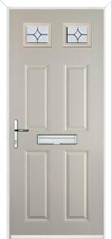 4 Panel 2 Square Flair Composite Front Door in Cream