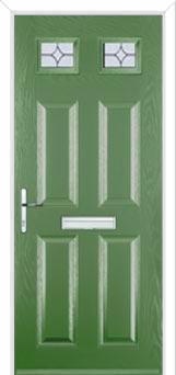 4 Panel 2 Square Flair Composite Front Door in Fern Green
