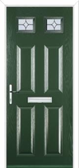 4 Panel 2 Square Flair Composite Front Door in Green