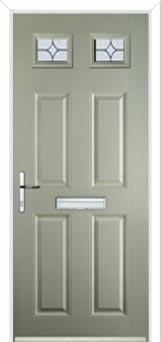 4 Panel 2 Square Flair Composite Front Door in Pebble Grey