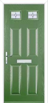 4 Panel 2 Square Finesse Composite Front Door in Fern Green