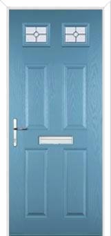 4 Panel 2 Square Finesse Composite Front Door in Pastel Blue