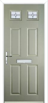 4 Panel 2 Square Finesse Composite Front Door in Pebble Grey
