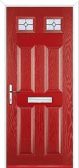 4 Panel 2 Square Finesse Composite Front Door in Red