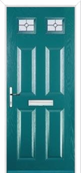4 Panel 2 Square Finesse Composite Front Door in Turquoise Blue