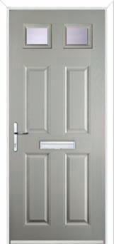 4 Panel 2 Square Glazed Composite Front Door in Agate Grey