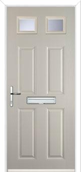 4 Panel 2 Square Glazed Composite Front Door in Cream