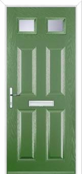 4 Panel 2 Square Glazed Composite Front Door in Fern Green