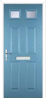 4 Panel 2 Square Glazed Composite Front Door in Pastel Blue