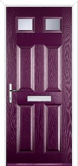 4 Panel 2 Square Glazed Composite Front Door in Purple Violet