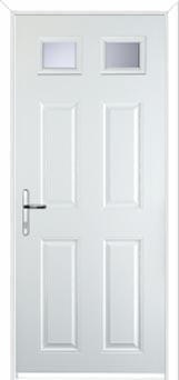 4 Panel 2 Square Glazed Composite Back Door in White