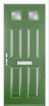 4 Panel 2 Square Staxton Composite Front Door in Fern Green