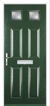 4 Panel 2 Square Staxton Composite Front Door in Green