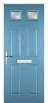 4 Panel 2 Square Staxton Composite Front Door in Pastel Blue