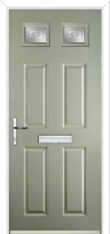 4 Panel 2 Square Staxton Composite Front Door in Pebble Grey