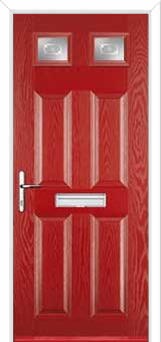 4 Panel 2 Square Staxton Composite Front Door in Red