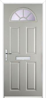 4 Panel Sunburst Composite Front Door in Agate Grey