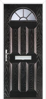 4 Panel Sunburst Composite Front Door in Black Brown