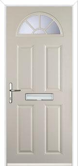 4 Panel Sunburst Composite Front Door in Cream