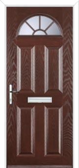4 Panel Sunburst Composite Front Door in Darkwood