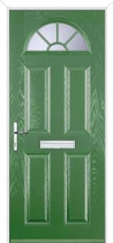 4 Panel Sunburst Composite Front Door in Fern Green