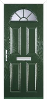 4 Panel Sunburst Composite Front Door in Green