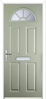 4 Panel Sunburst Composite Front Door in Pebble Grey