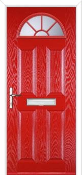 4 Panel Sunburst Composite Front Door in Poppy Red