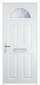 4 Panel Sunburst Composite Front Door in White