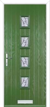 4 Square (centre) Abstract Composite Front Door in Fern Green