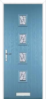 4 Square (centre) Abstract Composite Front Door in Pastel Blue