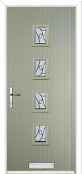 4 Square (centre) Abstract Composite Front Door in Pebble Grey