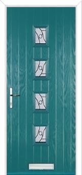 4 Square (centre) Abstract Composite Front Door in Turquoise Blue