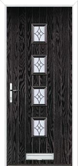 4 Square (centre) Elegance Composite Front Door in Black Brown